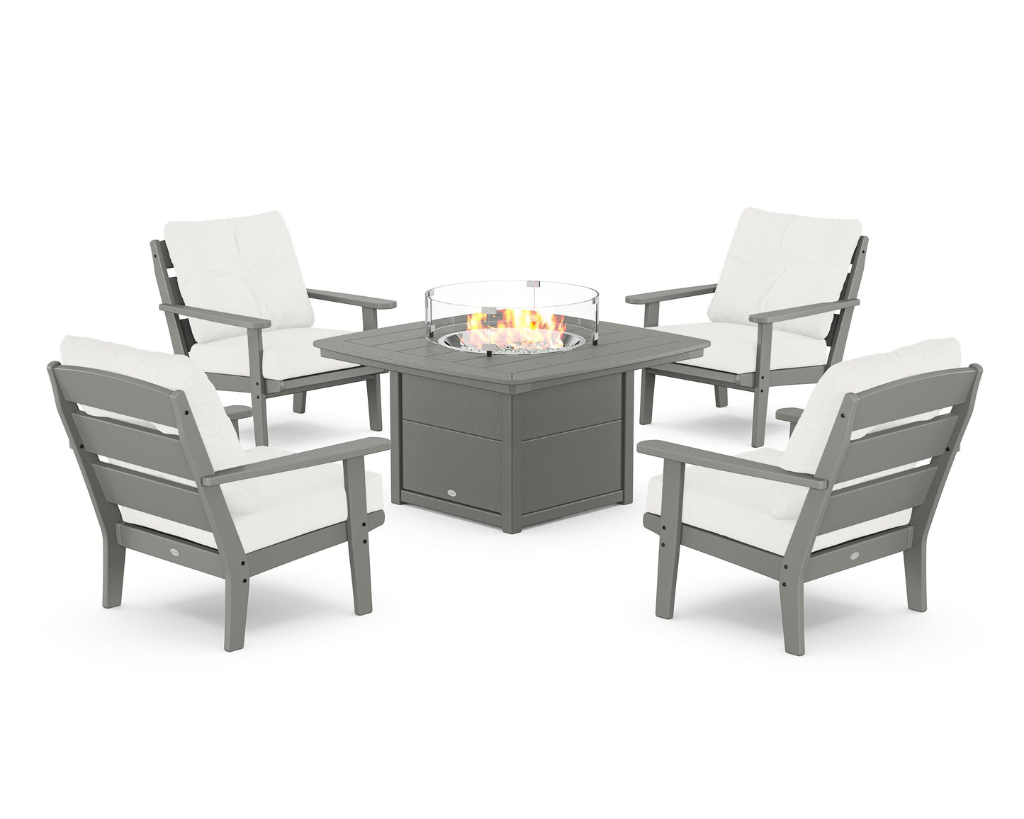Lakeside 5-Piece Deep Seating Set with Nautical Fire Pit Table