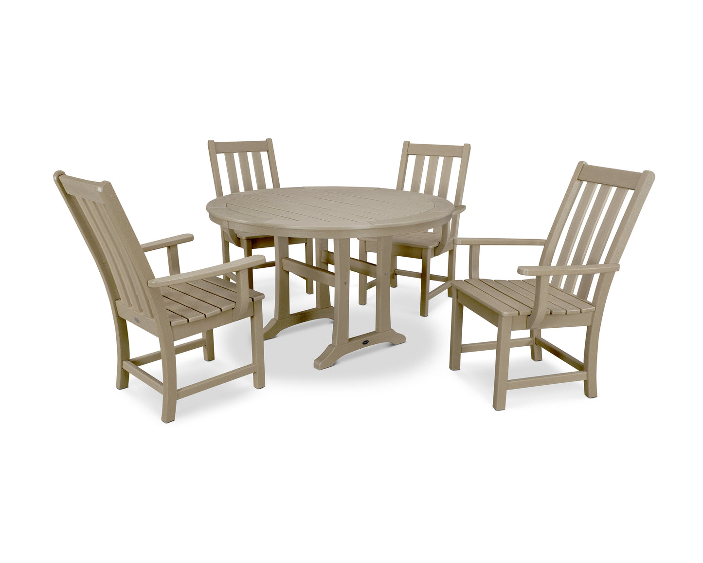 Vineyard 5-Piece Round Dining Set with Trestle Legs