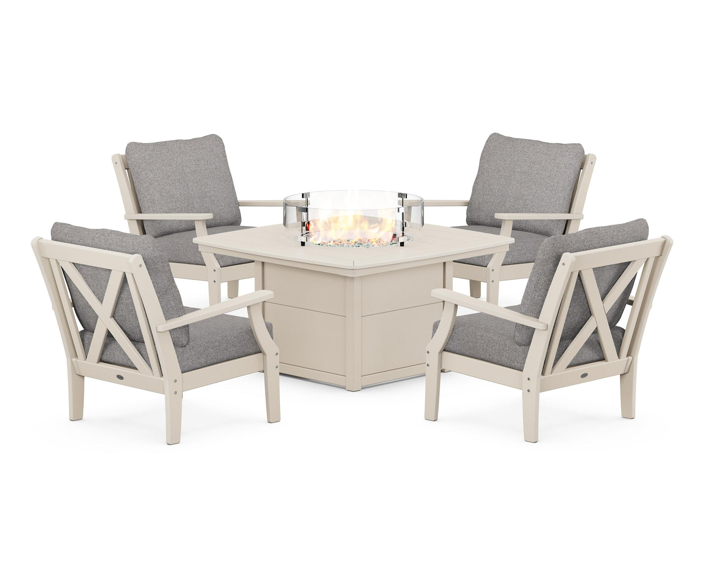 Braxton 5-Piece Deep Seating Conversation Set with Fire Pit Table