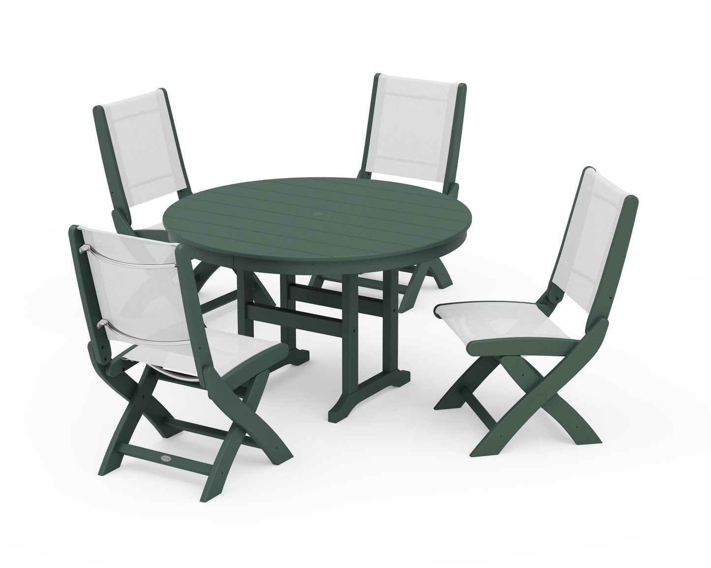 Coastal Folding Side Chair 5-Piece Round Dining Set