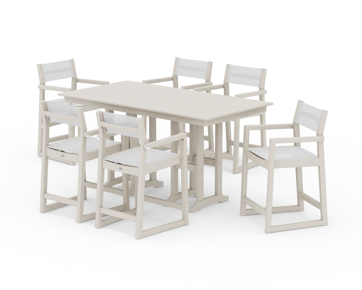 EDGE Sling Arm Chair 7-Piece Farmhouse Counter Set