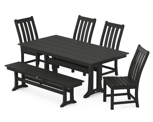 Vineyard Side Chair 6-Piece Farmhouse Dining Set with Trestle Legs and Bench