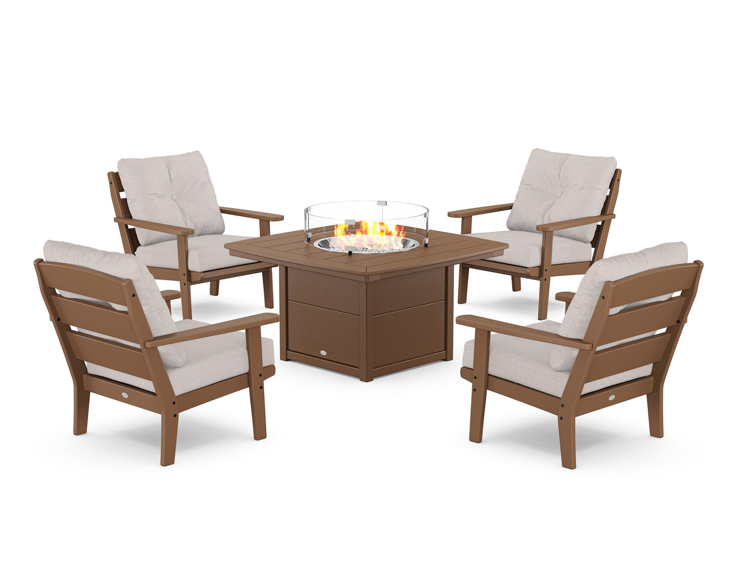Lakeside 5-Piece Deep Seating Set with Nautical Fire Pit Table
