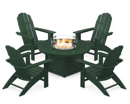 Vineyard Curveback Adirondack 5-Piece Conversation Set with Fire Pit Table