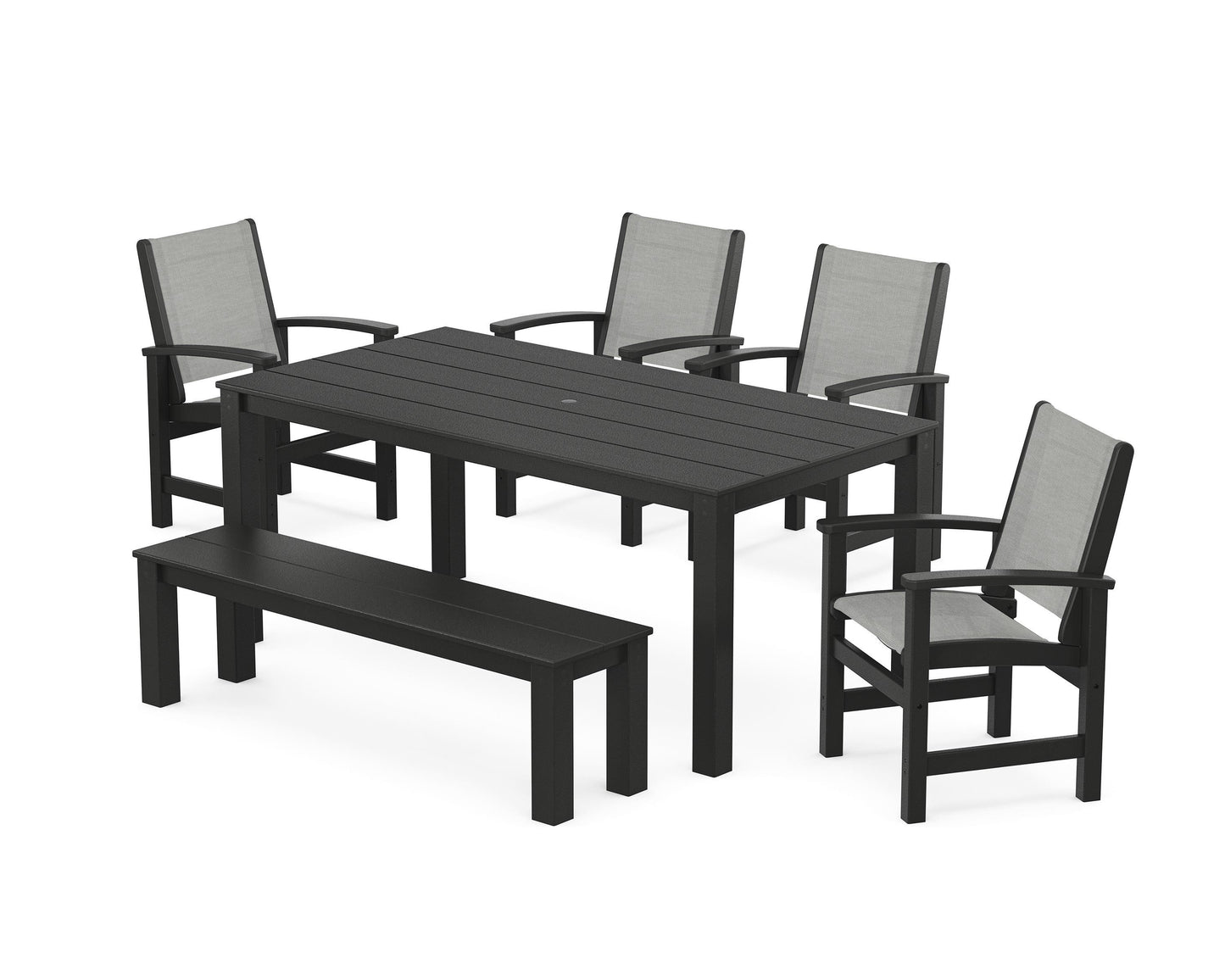 Coastal 6-Piece Parsons Dining Set with Bench
