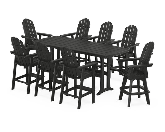 Vineyard Curveback Adirondack Swivel 9-Piece Bar Set with Trestle Legs
