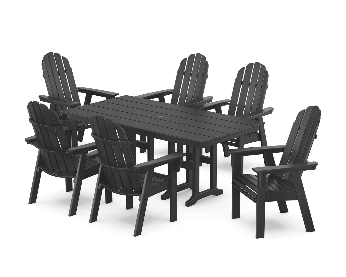 Vineyard Curveback Adirondack Chair 7-Piece Farmhouse Dining Set