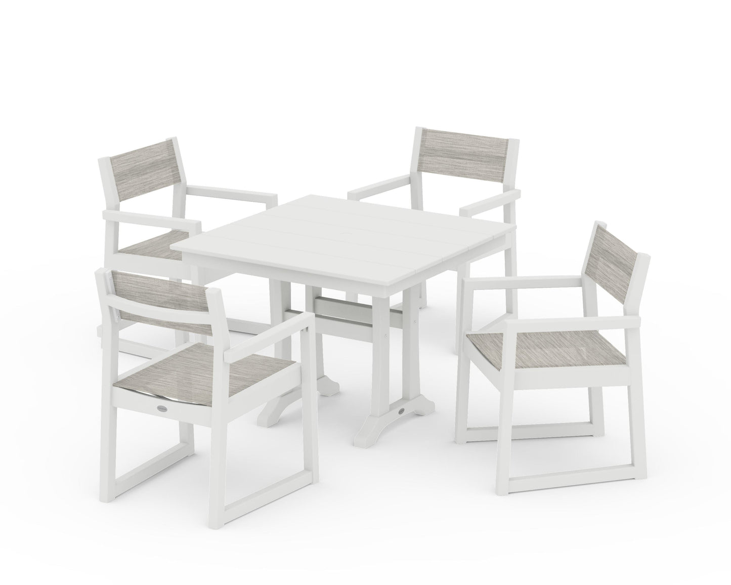 EDGE Sling 5-Piece Farmhouse Dining Set with Trestle Legs