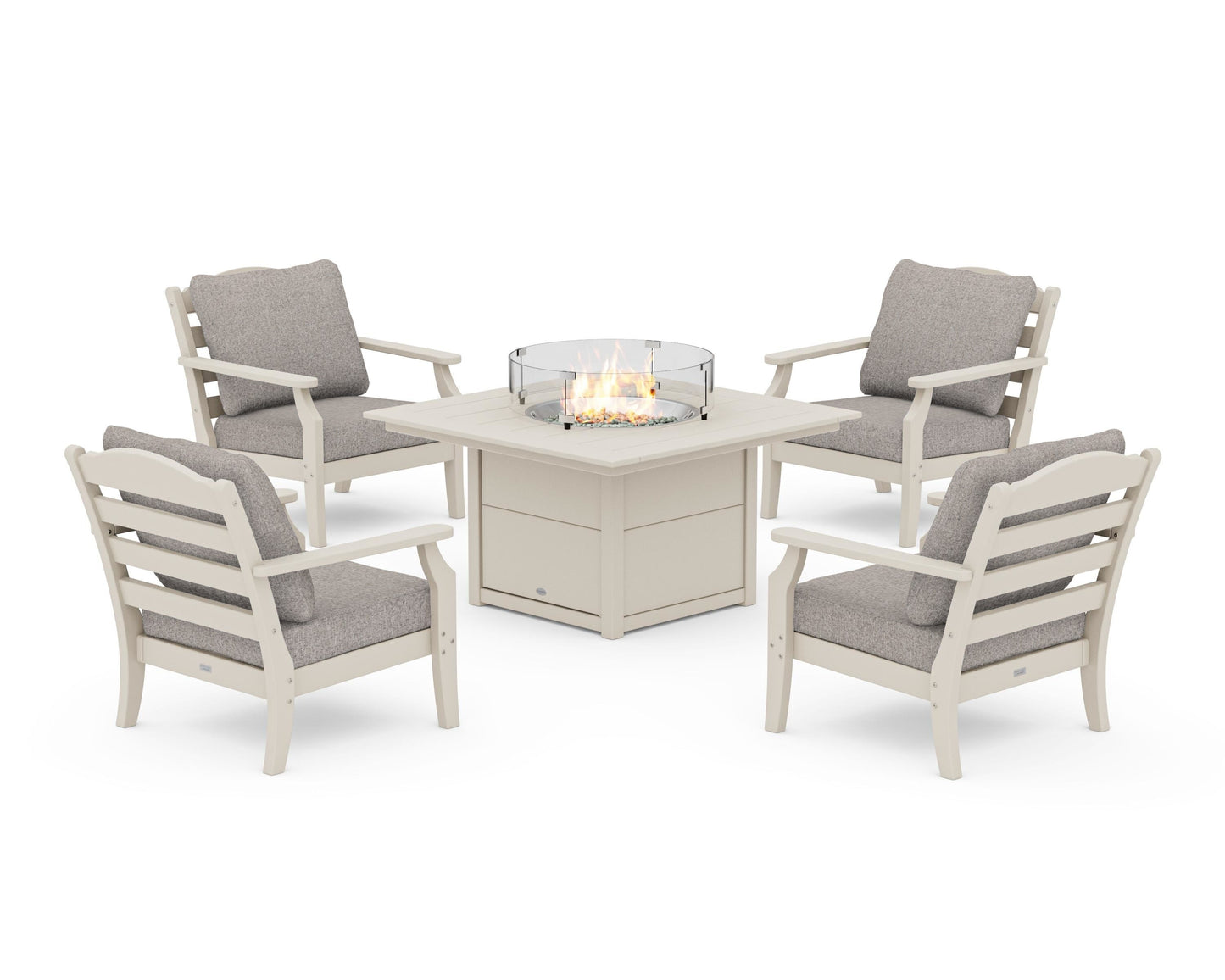 Savannah 5-Piece Deep Seating Set with Fire Pit Table