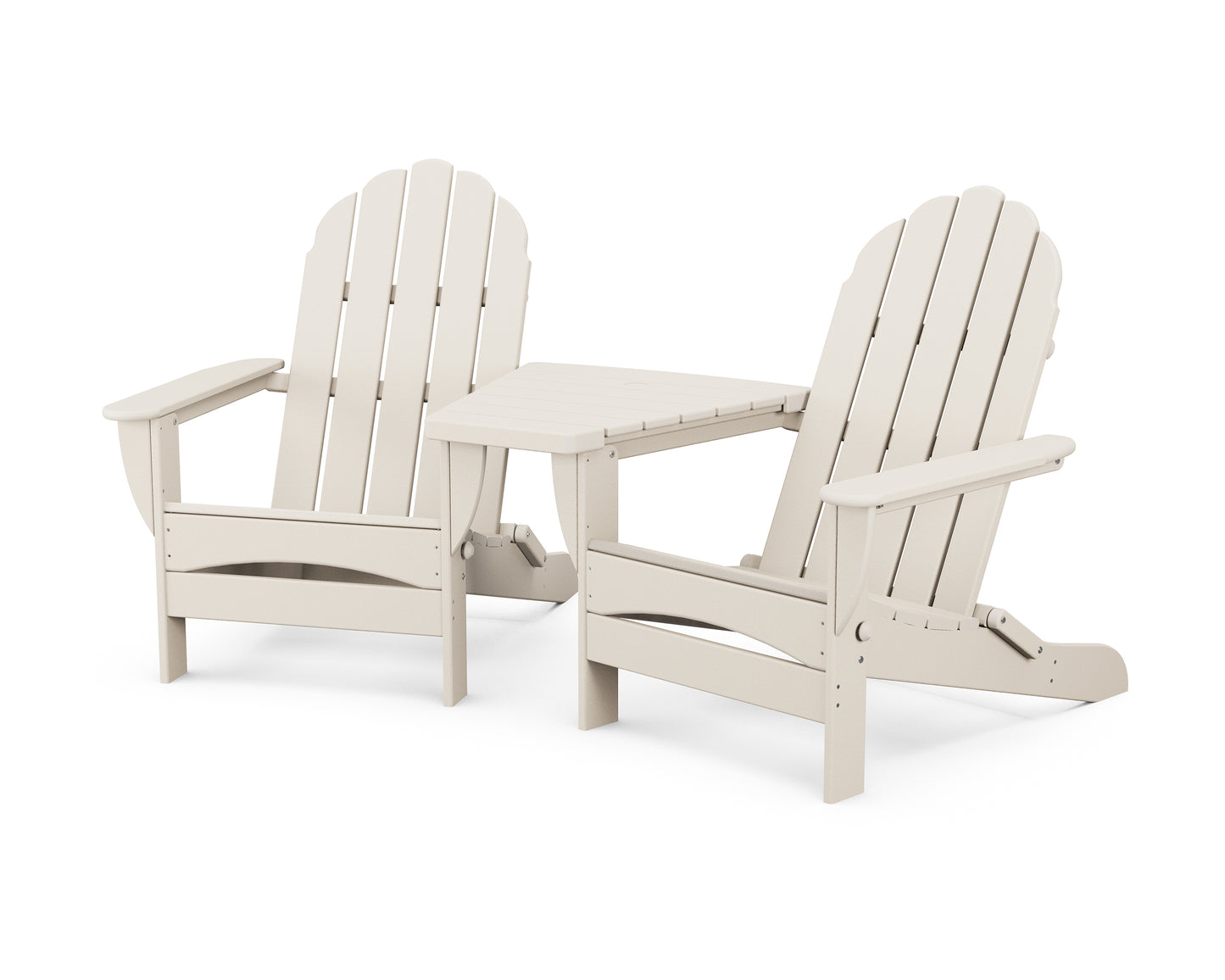 Classic Oversized Adirondacks with Angled Connecting Table