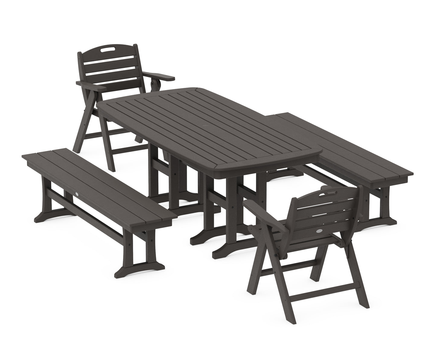 Nautical Lowback 5-Piece Dining Set with Benches