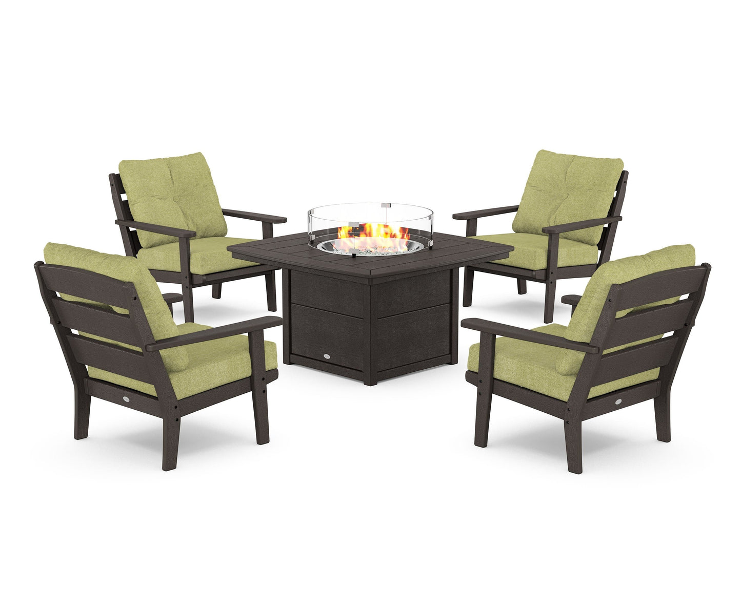 Lakeside 5-Piece Deep Seating Set with Nautical Fire Pit Table