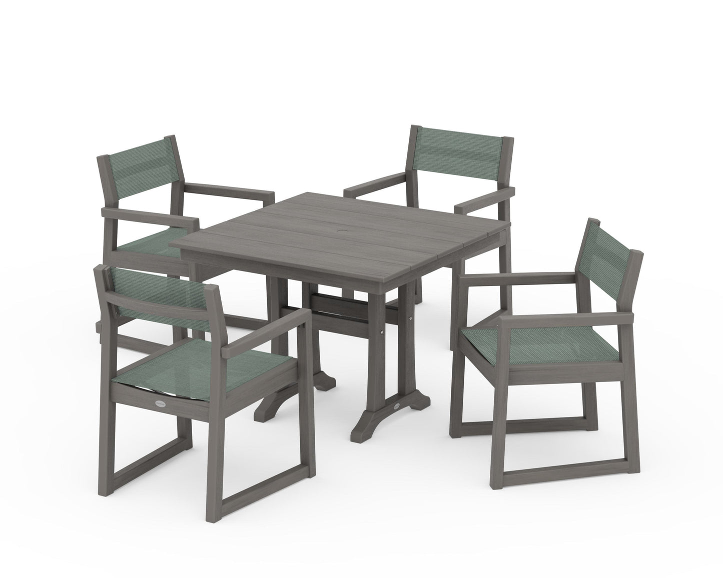 EDGE Sling 5-Piece Farmhouse Dining Set with Trestle Legs