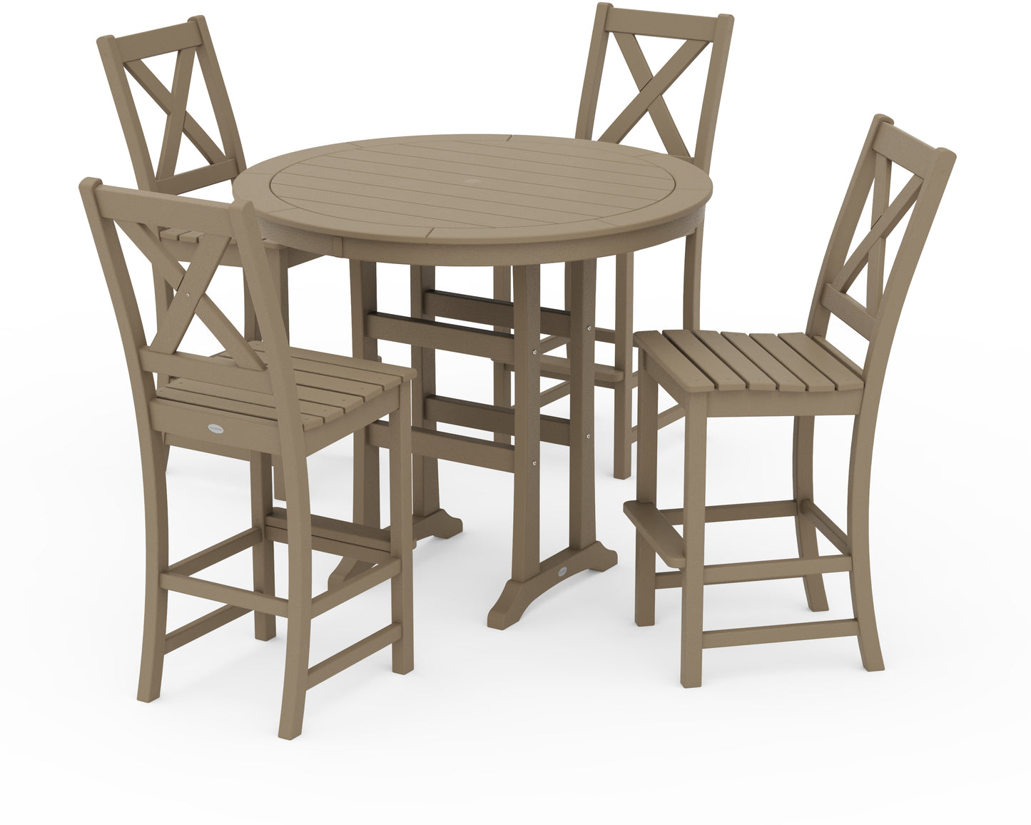Braxton 5-Piece Nautical Trestle Arm Chair Bar Set
