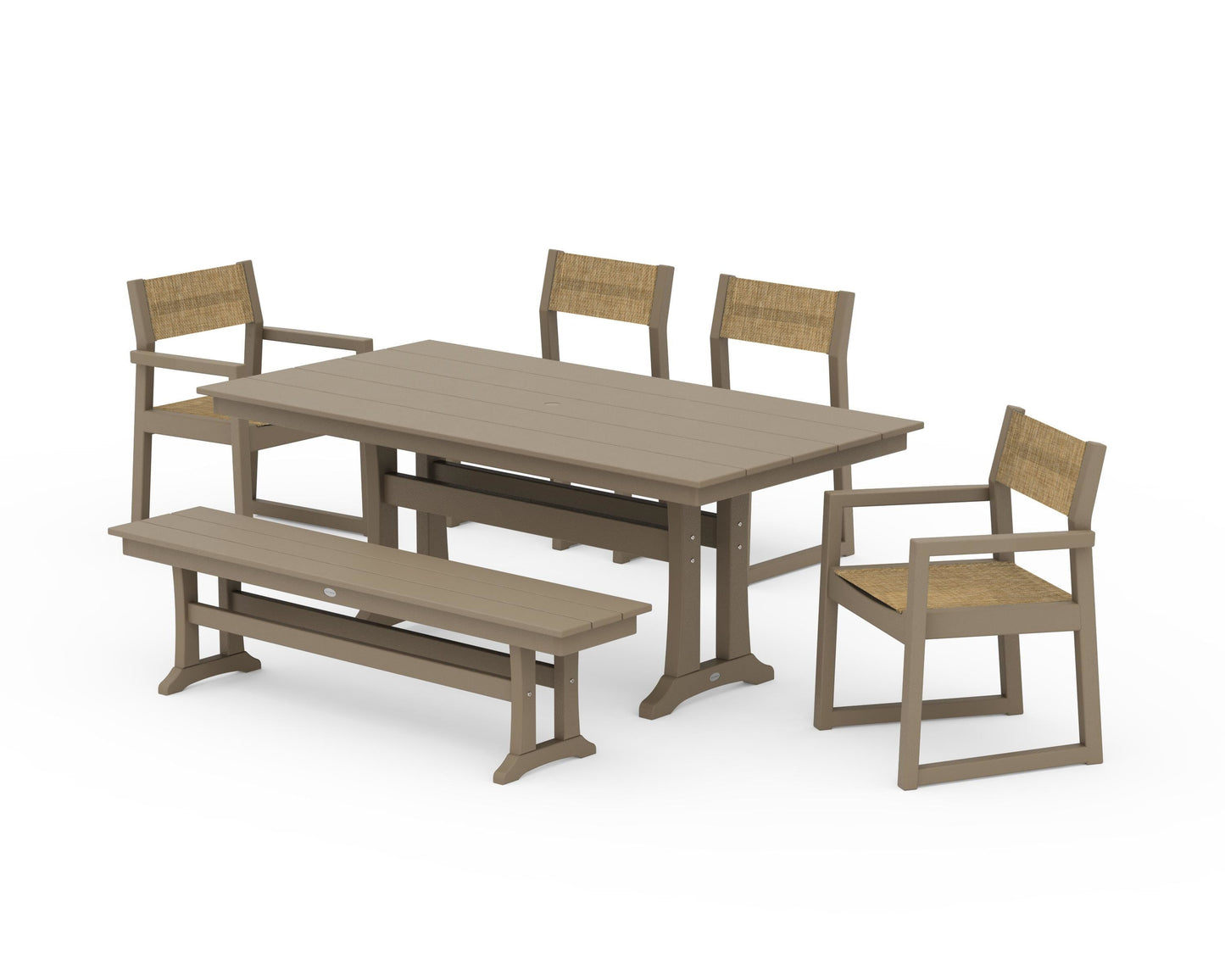 EDGE Sling 6-Piece Farmhouse Dining Set With Trestle Legs