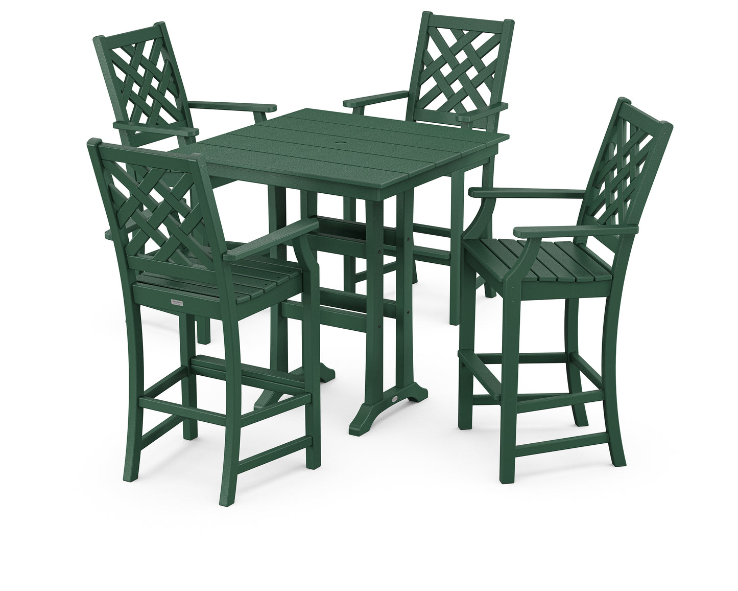 Wovendale 5-Piece Farmhouse Bar Set with Trestle Legs