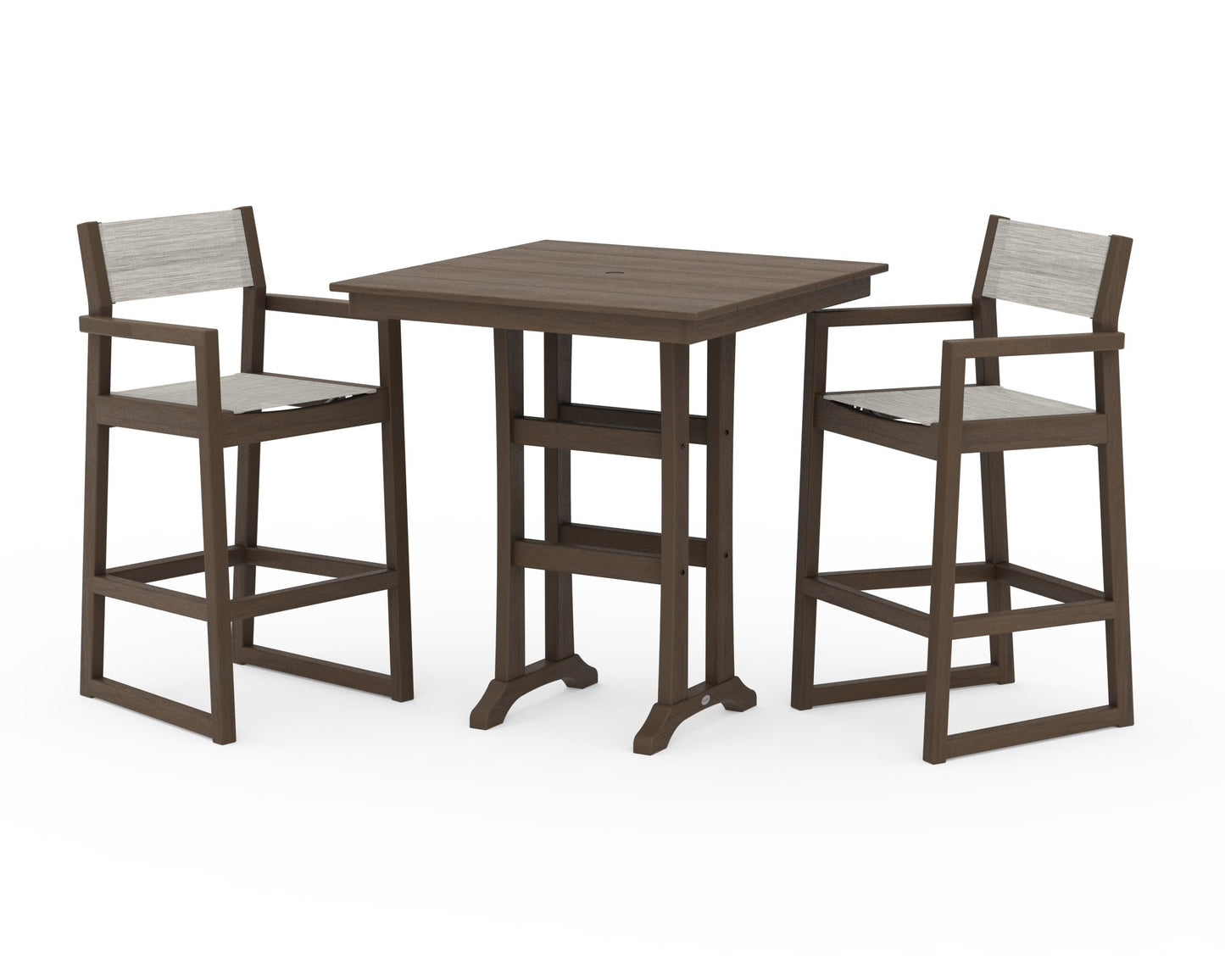 EDGE Sling Arm Chair 3-Piece Farmhouse Bar Set with Trestle Legs