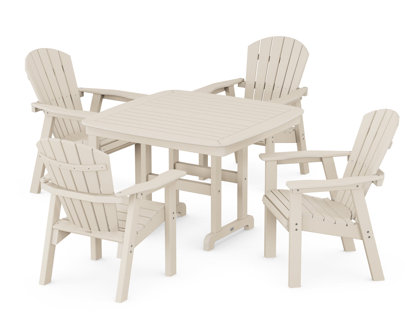 Seashell 5-Piece Dining Set with Trestle Legs