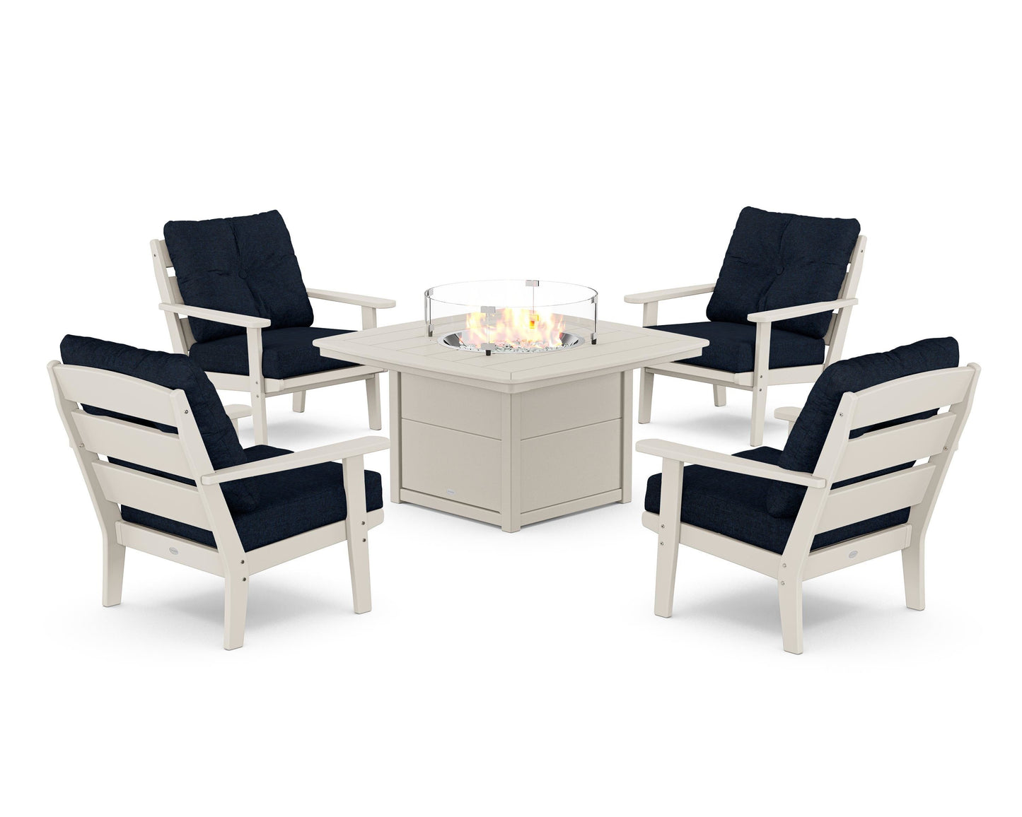 Lakeside 5-Piece Deep Seating Set with Nautical Fire Pit Table