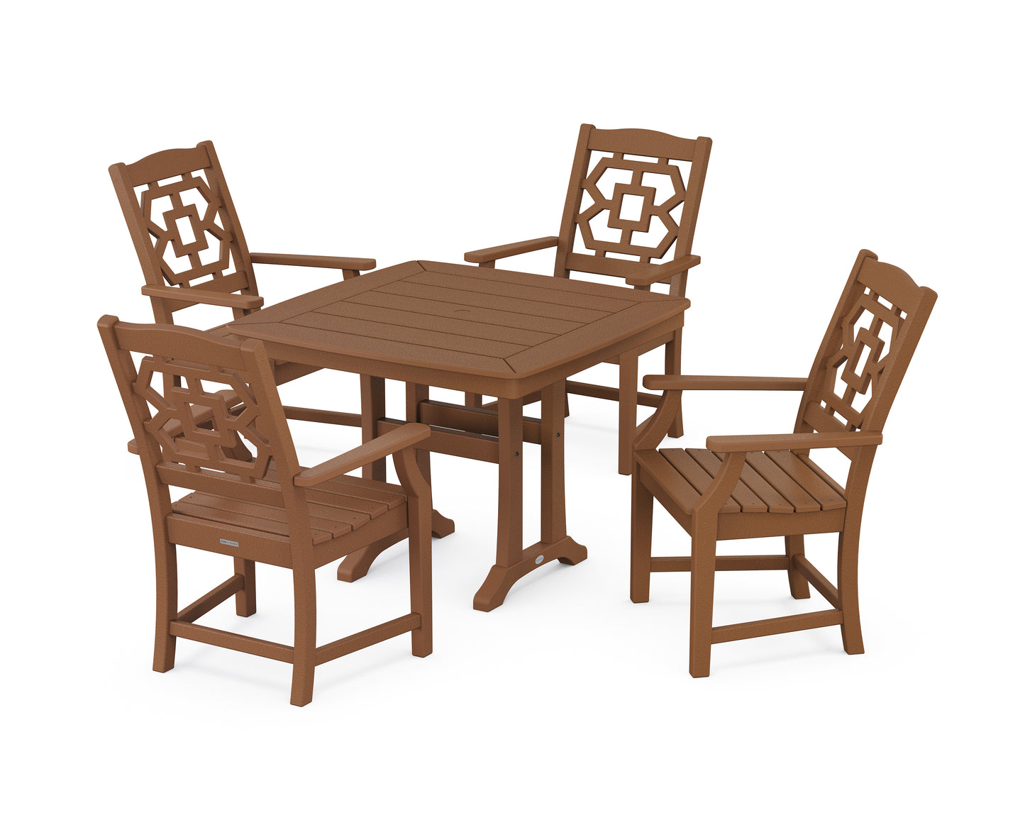 Chinoiserie 5-Piece Dining Set with Trestle Legs