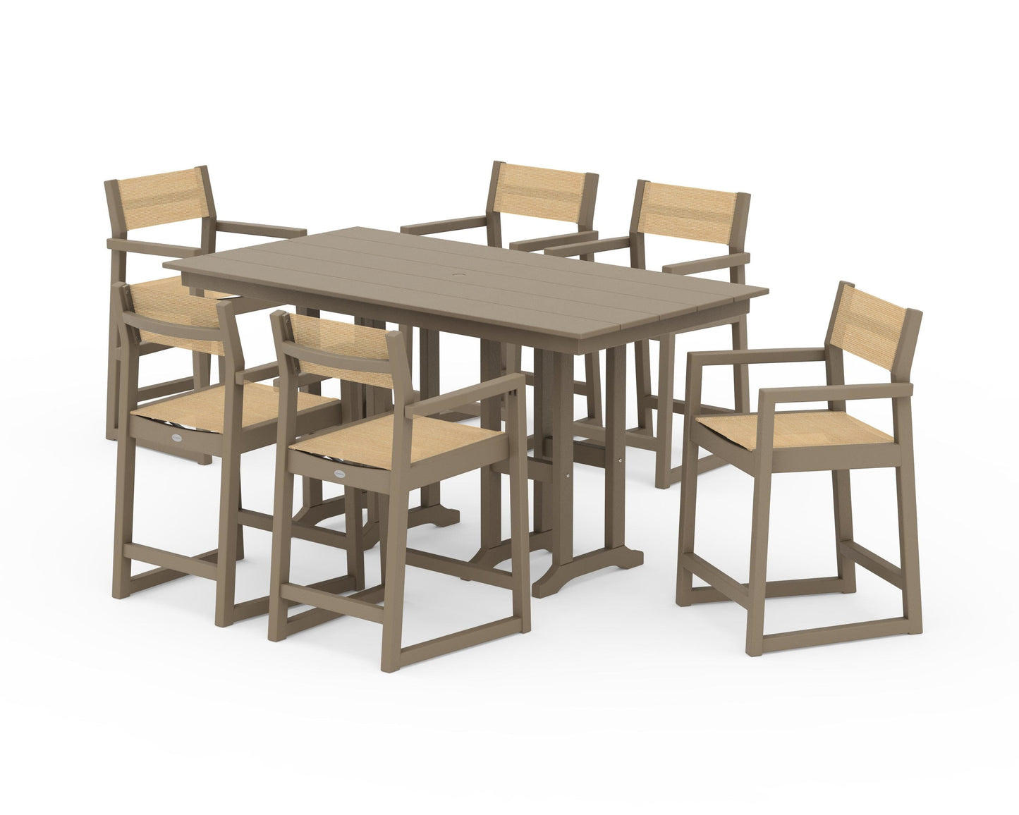 EDGE Sling Arm Chair 7-Piece Farmhouse Counter Set