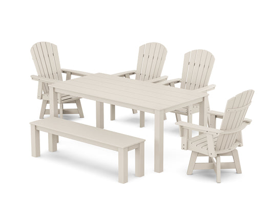 Nautical Curveback Adirondack Swivel 6-Piece Parsons Dining Set with Bench
