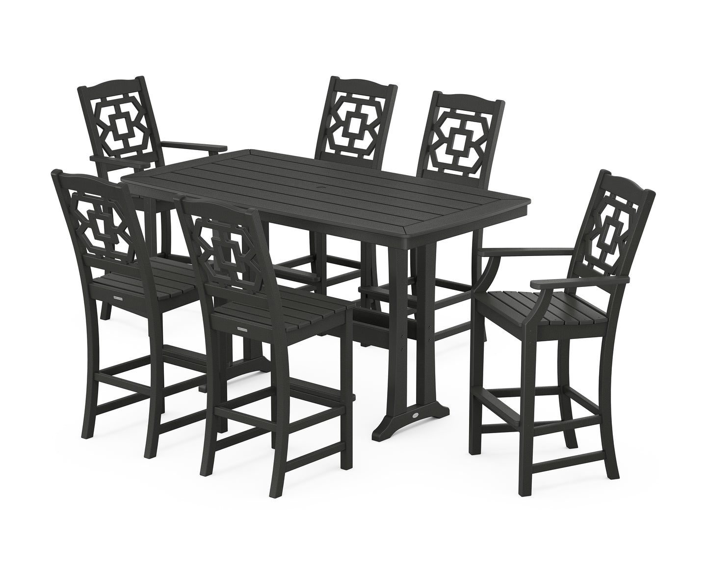 Chinoiserie 7-Piece Bar Set with Trestle Legs