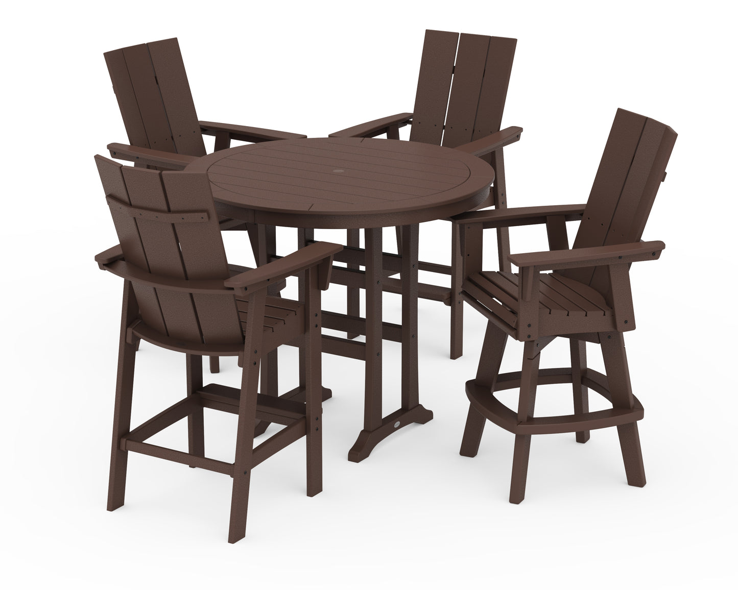 Modern Adirondack 5-Piece Nautical Trestle Round Bar Set with Swivels