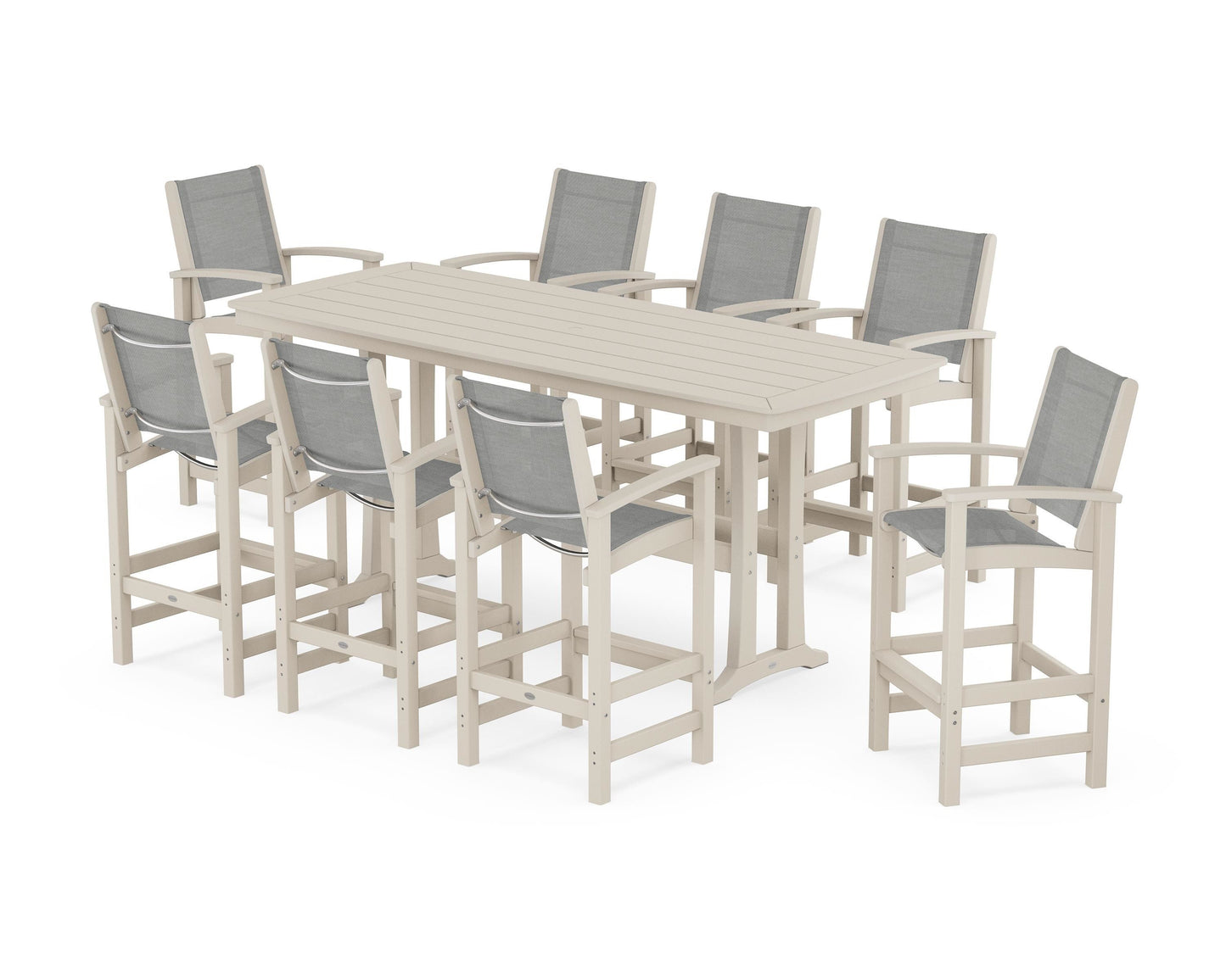 Coastal 9-Piece Bar Set with Trestle Legs