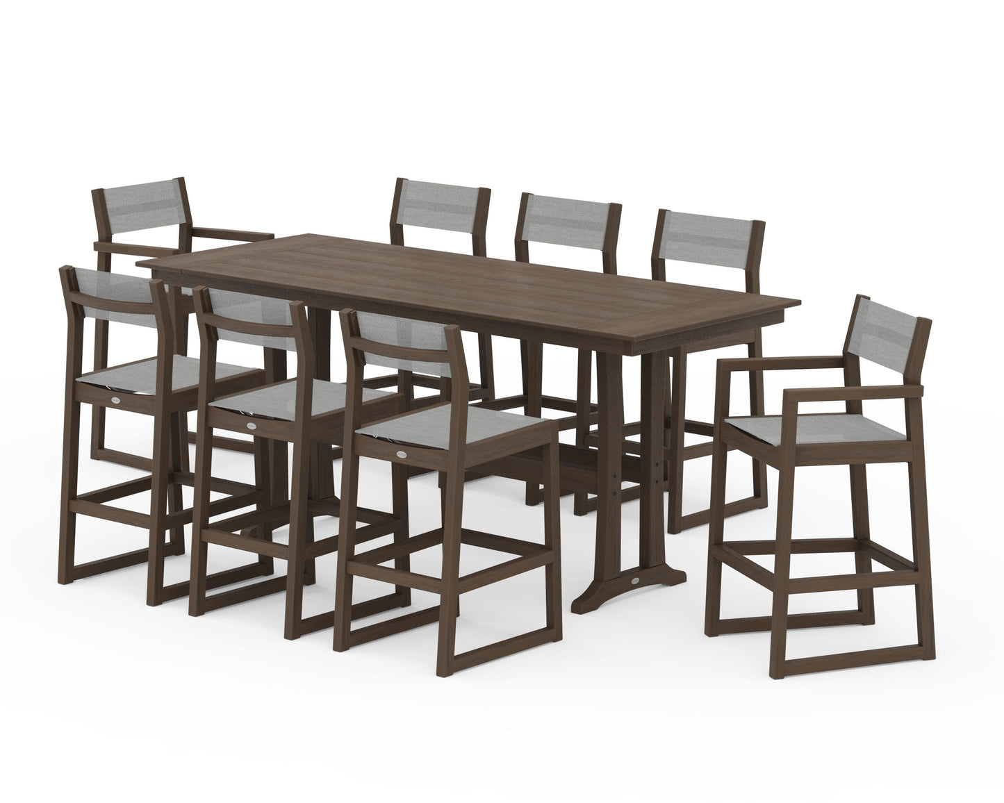 EDGE Sling 9-Piece Farmhouse Bar Set with Trestle Legs
