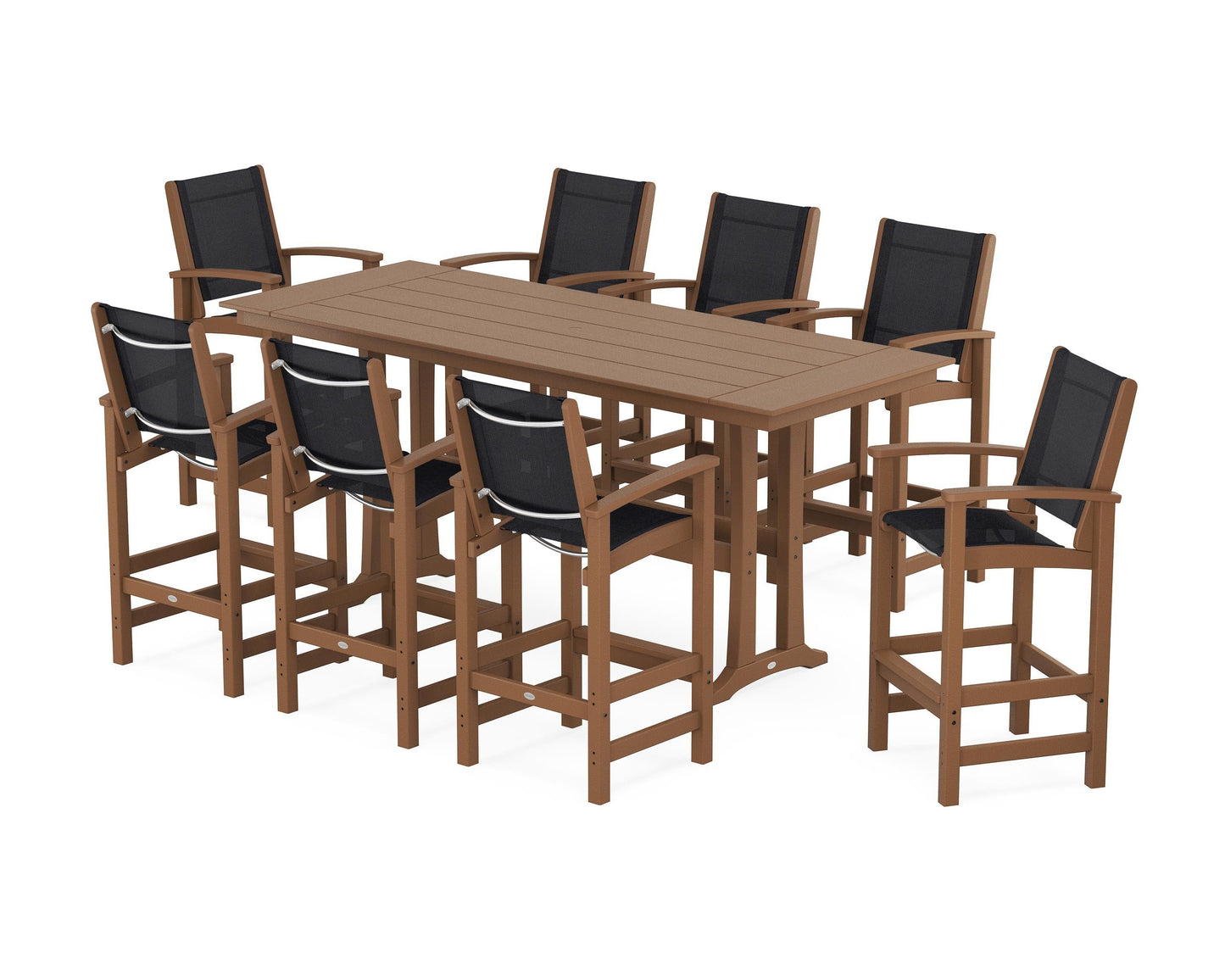 Coastal 9-Piece Farmhouse Bar Set with Trestle Legs