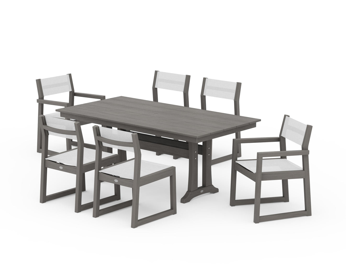 EDGE Sling 7-Piece Farmhouse Trestle Dining Set