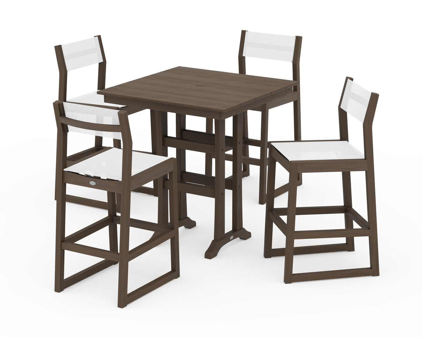 EDGE Sling Arm Chair 5-Piece Farmhouse Bar Set with Trestle Legs