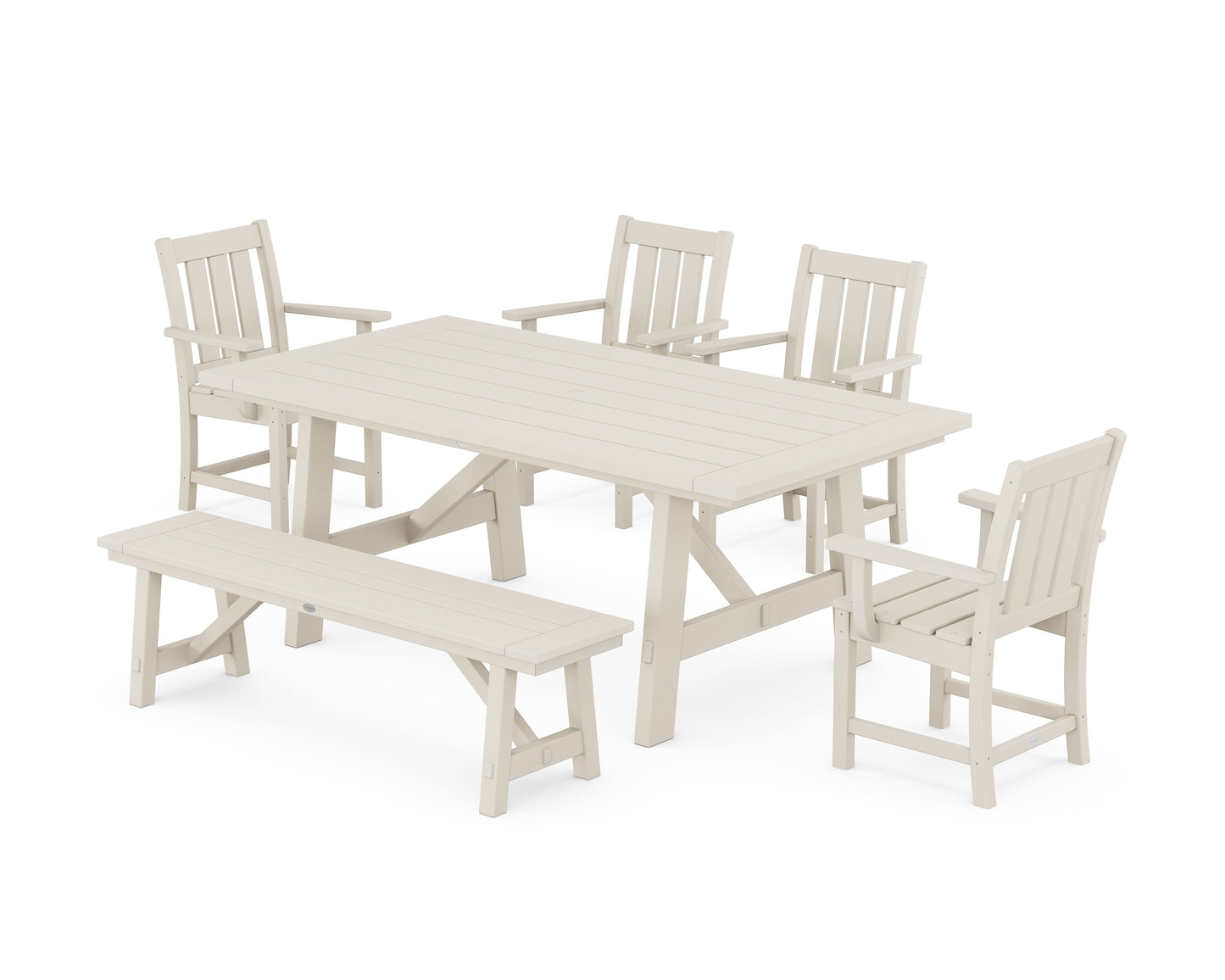 Oxford 6-Piece Rustic Farmhouse Dining Set with Bench