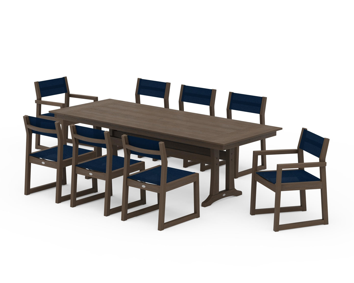 EDGE Sling 9-Piece Farmhouse Trestle Dining Set