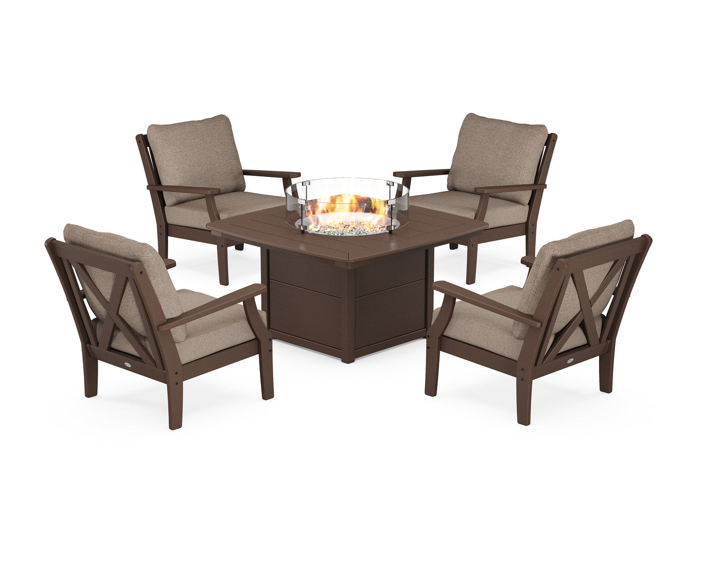 Braxton 5-Piece Deep Seating Conversation Set with Fire Pit Table