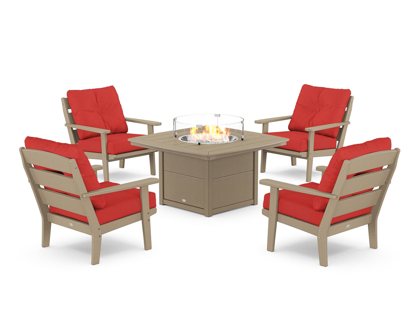 Lakeside 5-Piece Deep Seating Set with Nautical Fire Pit Table