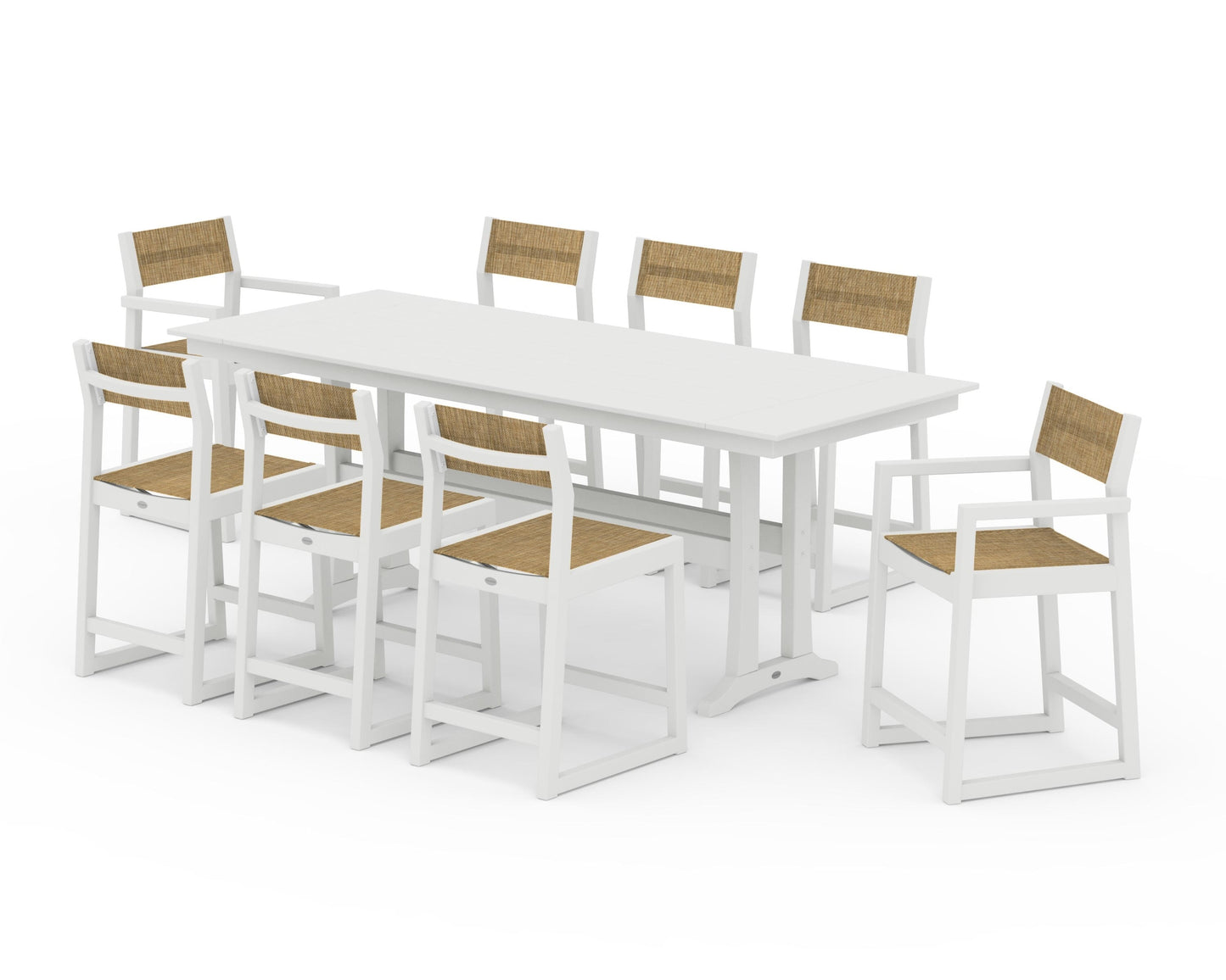 EDGE Sling 9-Piece Farmhouse Counter Set with Trestle Legs