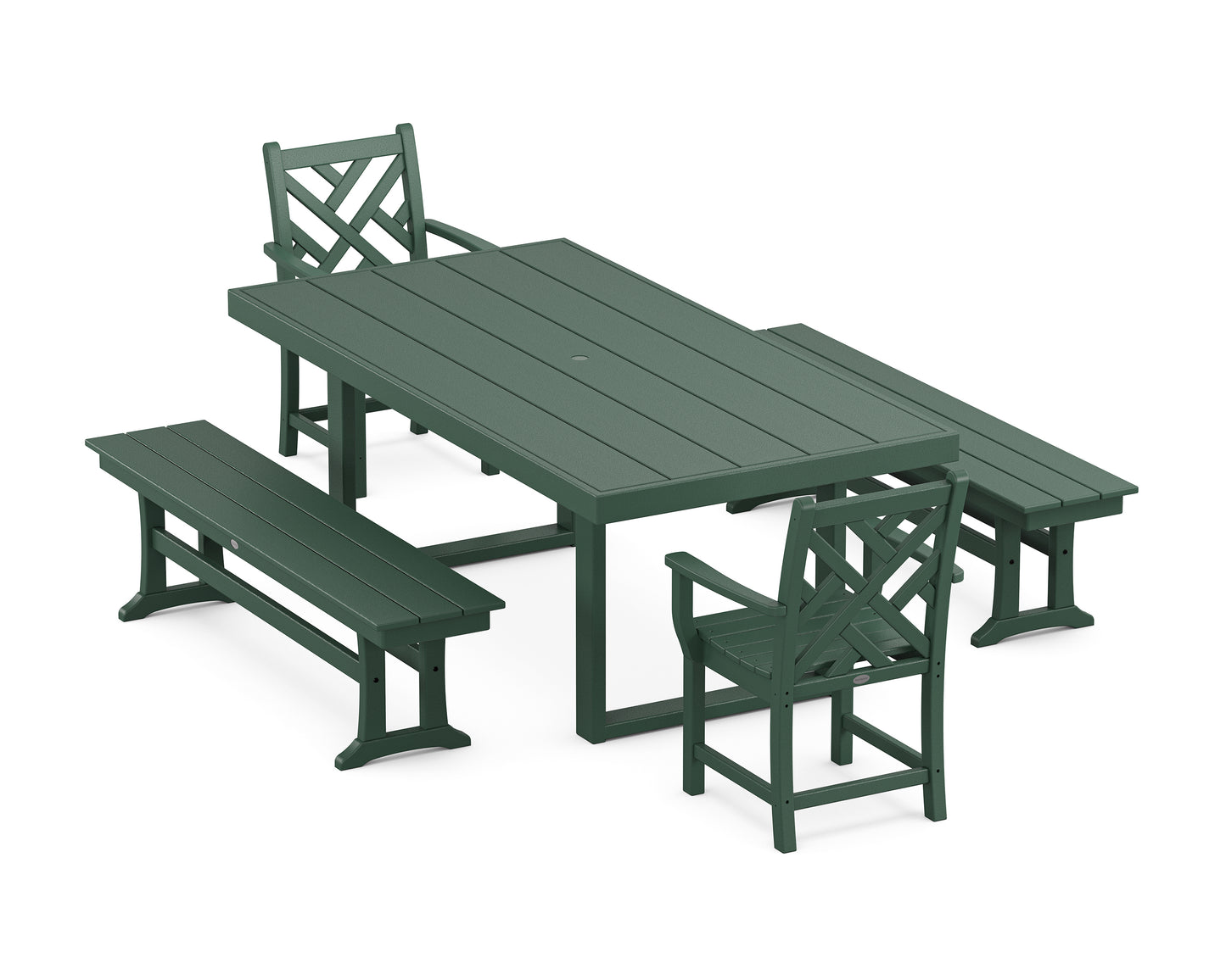 Chippendale 5-Piece Dining Set with Benches