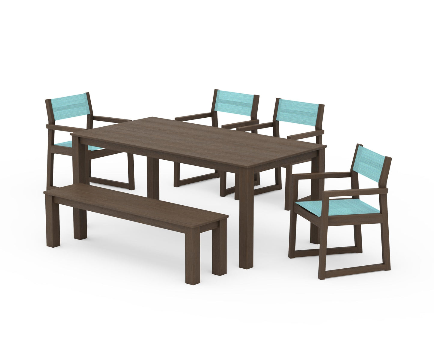 EDGE Sling Arm Chair 6-Piece Parsons Dining Set with Bench