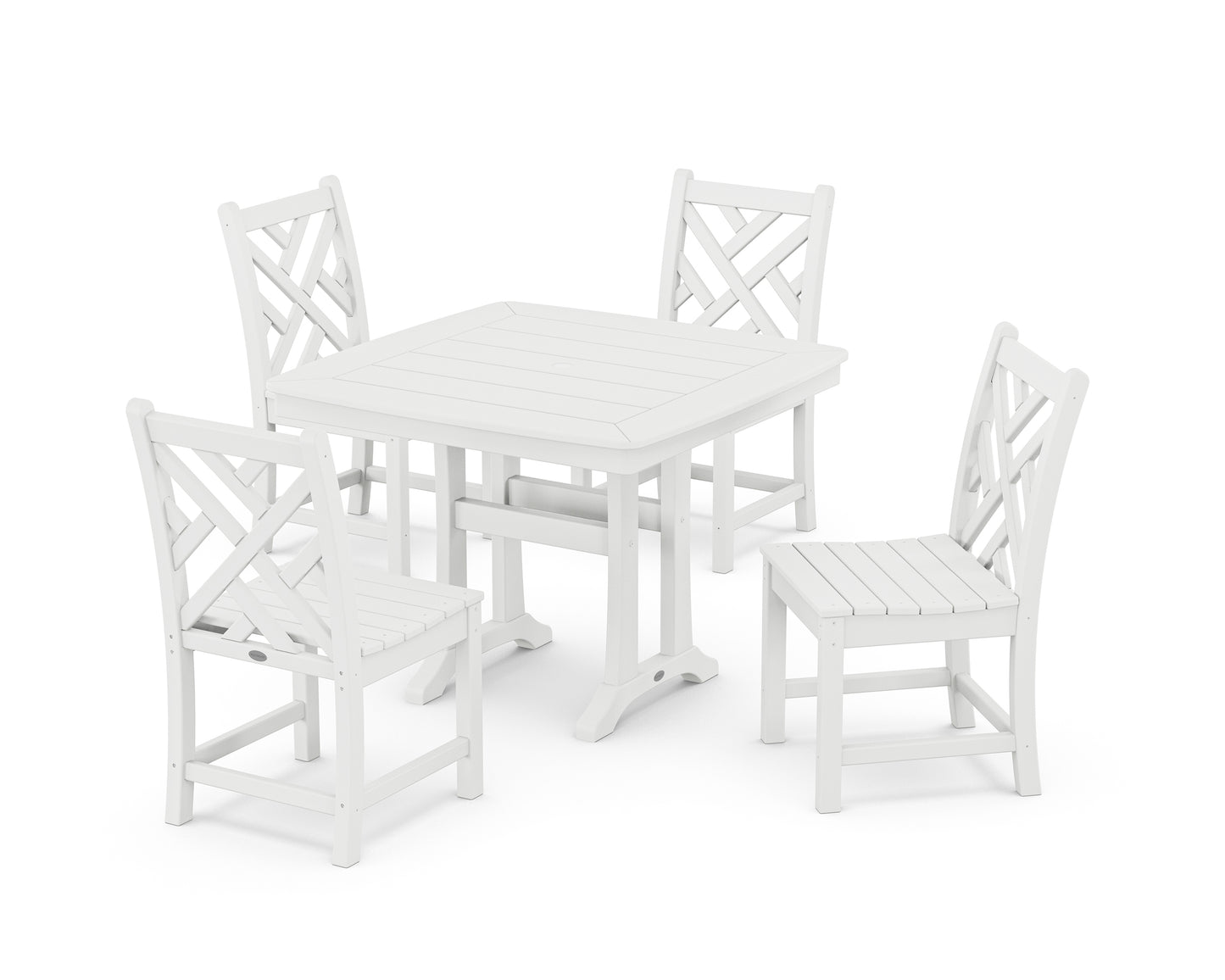 Chippendale Side Chair 5-Piece Dining Set with Trestle Legs