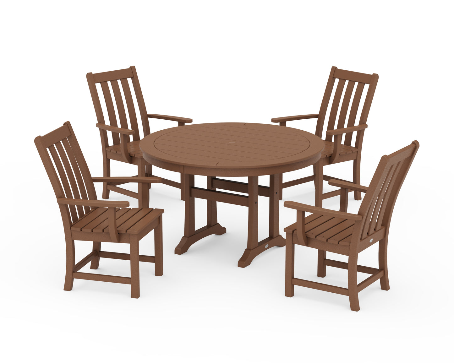 Vineyard 5-Piece Round Dining Set with Trestle Legs