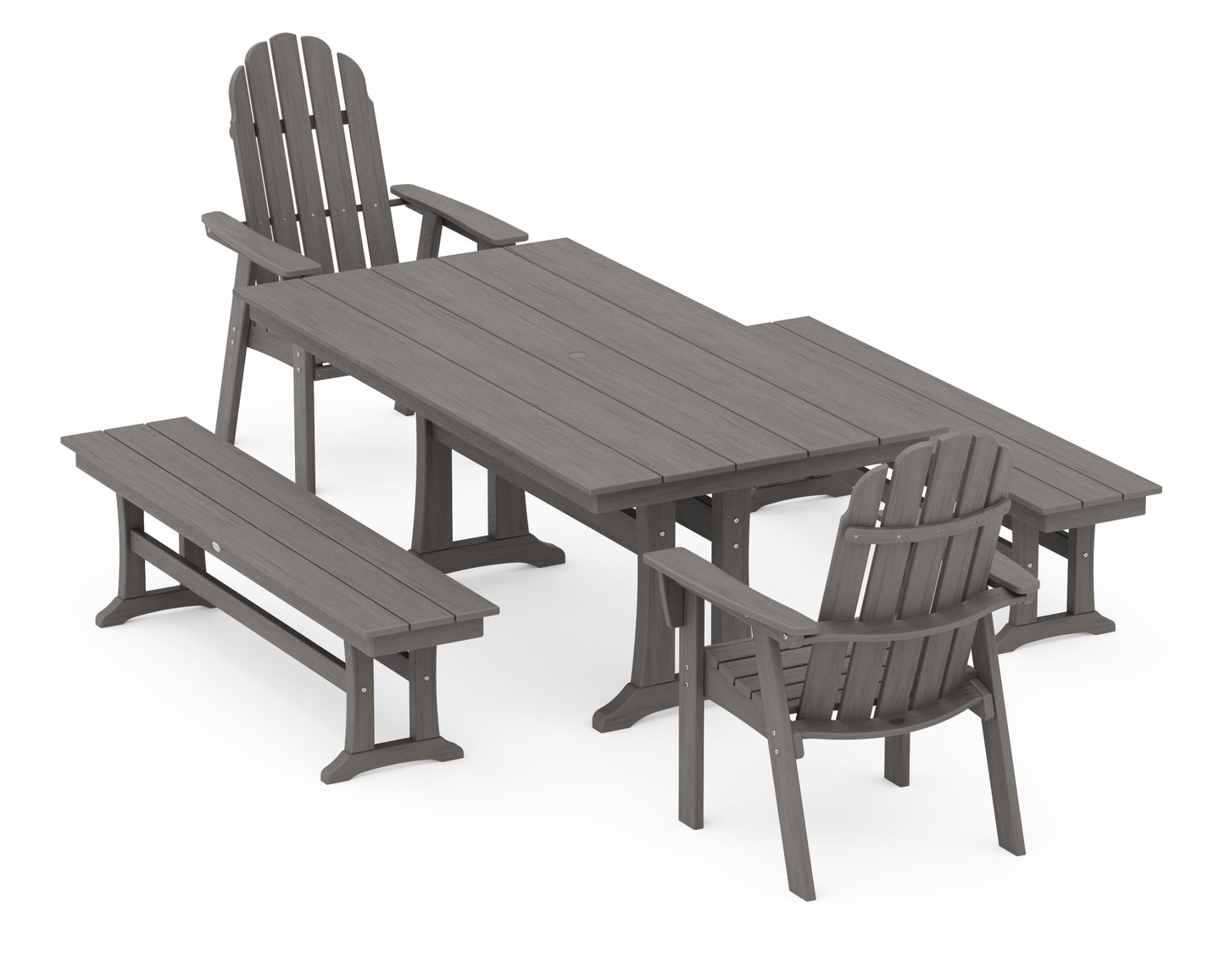 Vineyard Adirondack 5-Piece Farmhouse Dining Set With Trestle Legs