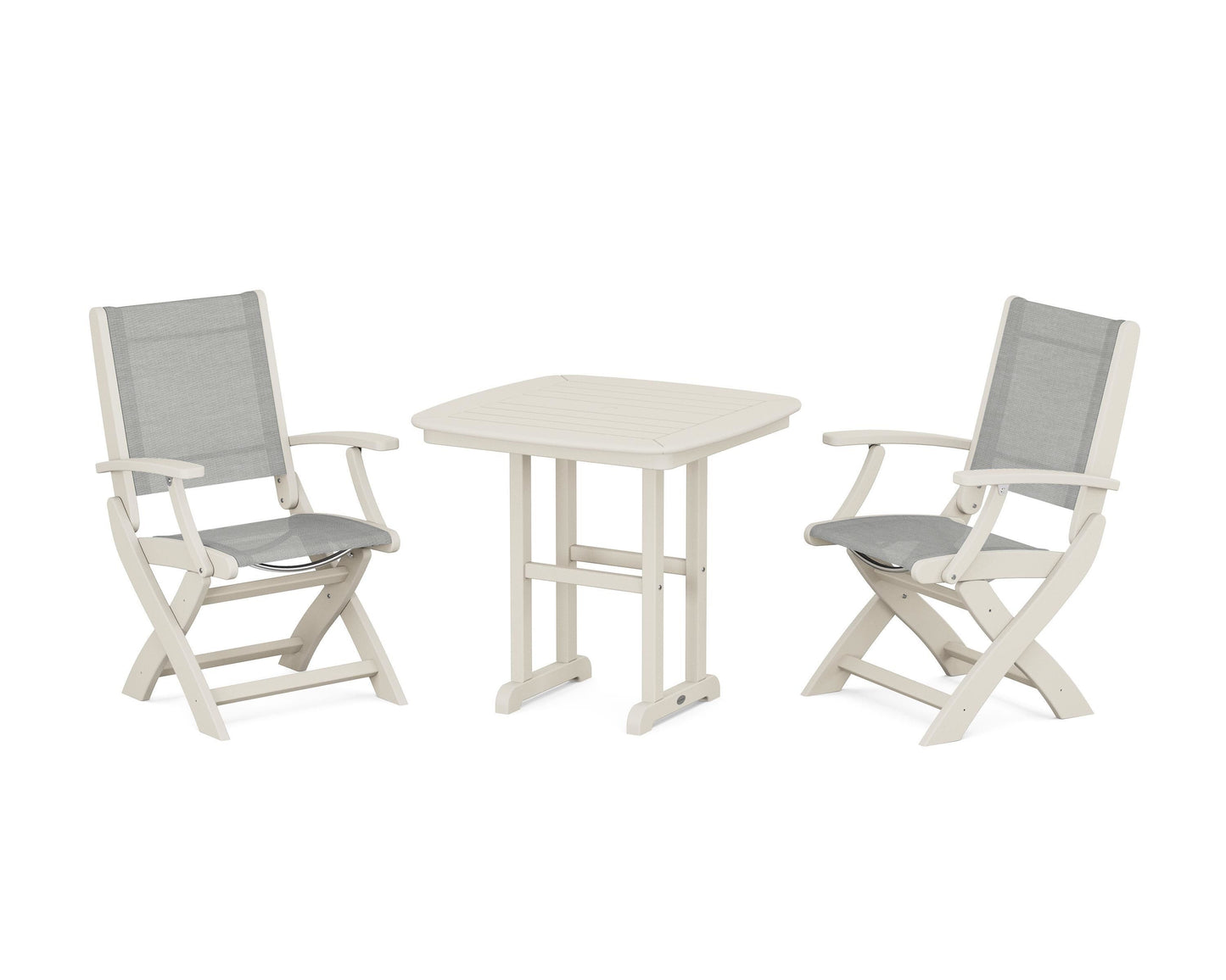 Coastal Folding Chair 3-Piece Dining Set