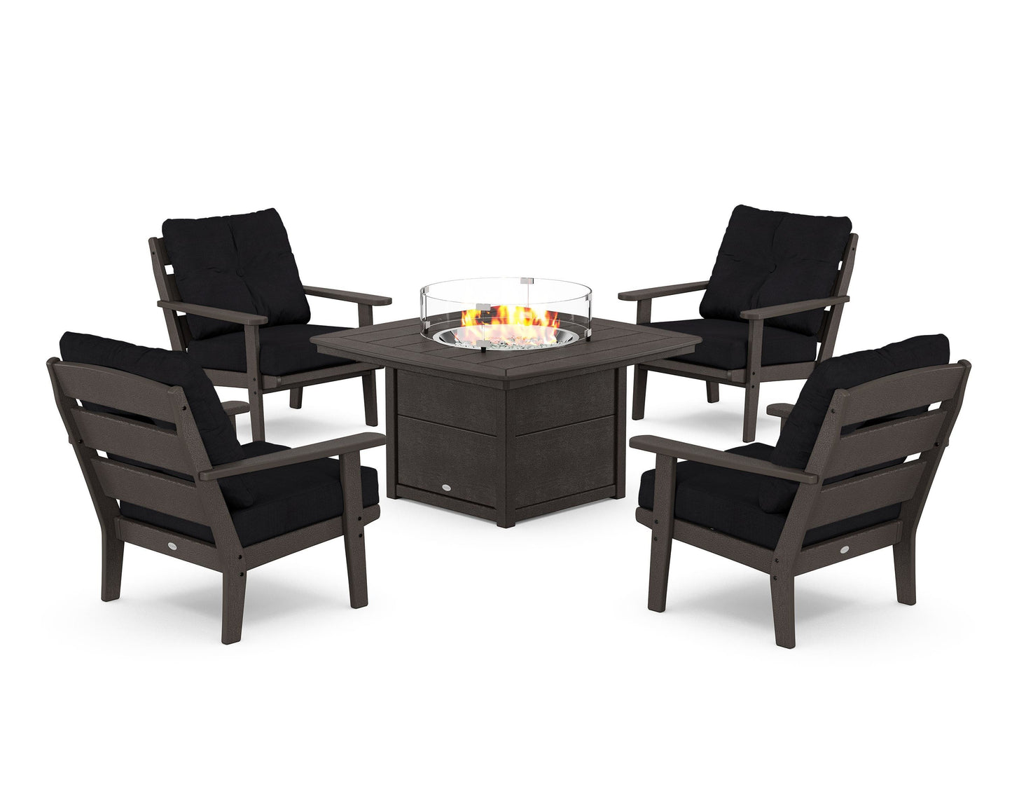 Lakeside 5-Piece Deep Seating Set with Nautical Fire Pit Table