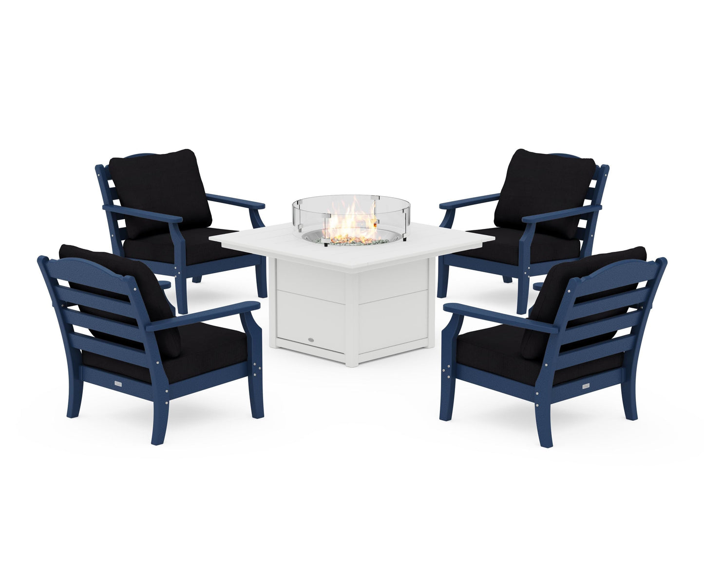 Savannah 5-Piece Deep Seating Set with Fire Pit Table