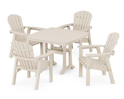 Seashell 5-Piece Dining Set with Trestle Legs