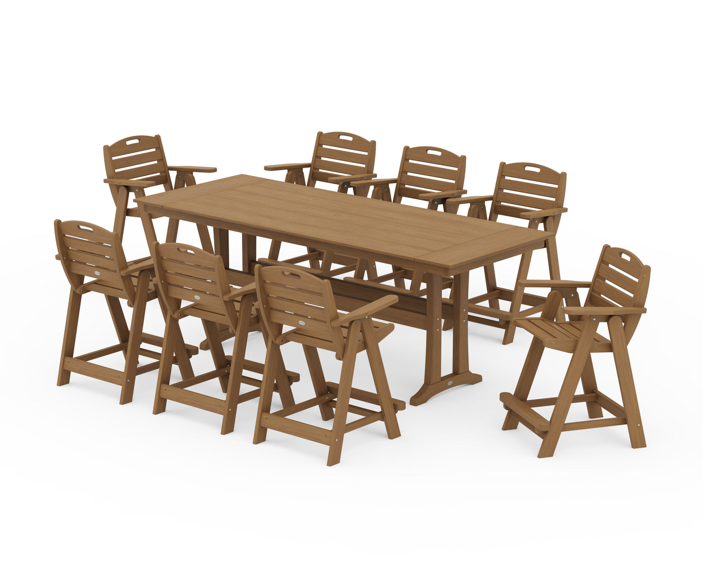 Nautical 9-Piece Farmhouse Counter Set with Trestle Legs
