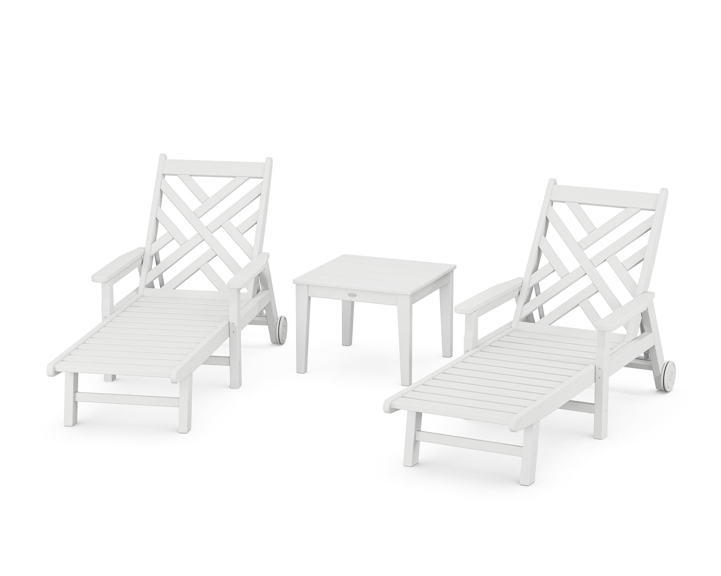 Chippendale 3-Piece Chaise Set with Arms and Wheels