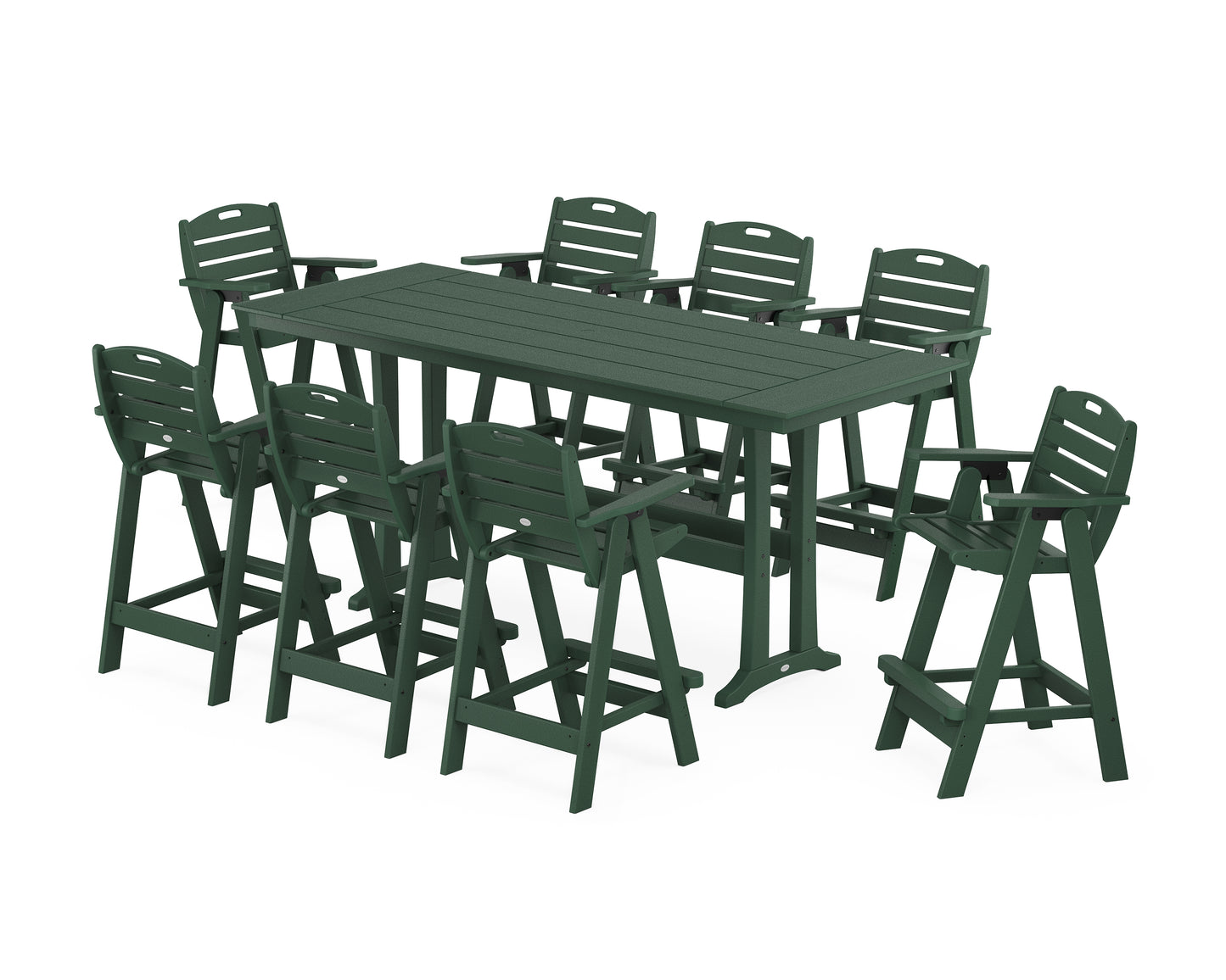 Nautical 9-Piece Farmhouse Bar Set with Trestle Legs